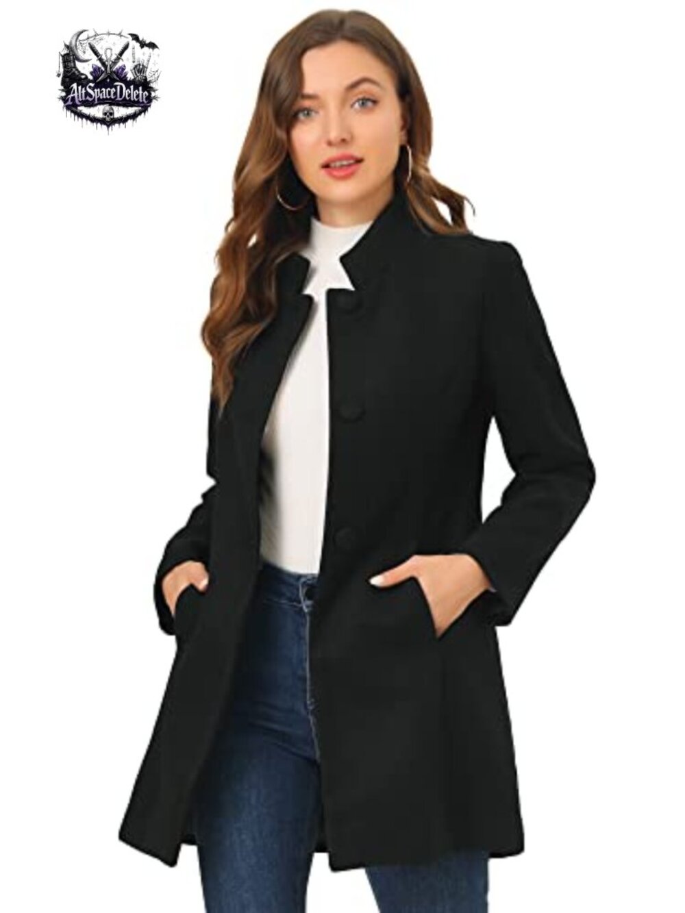Women Winter Overcoat Mid-Long Stand Collar Single Breasted Coat